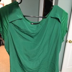 Green silky top